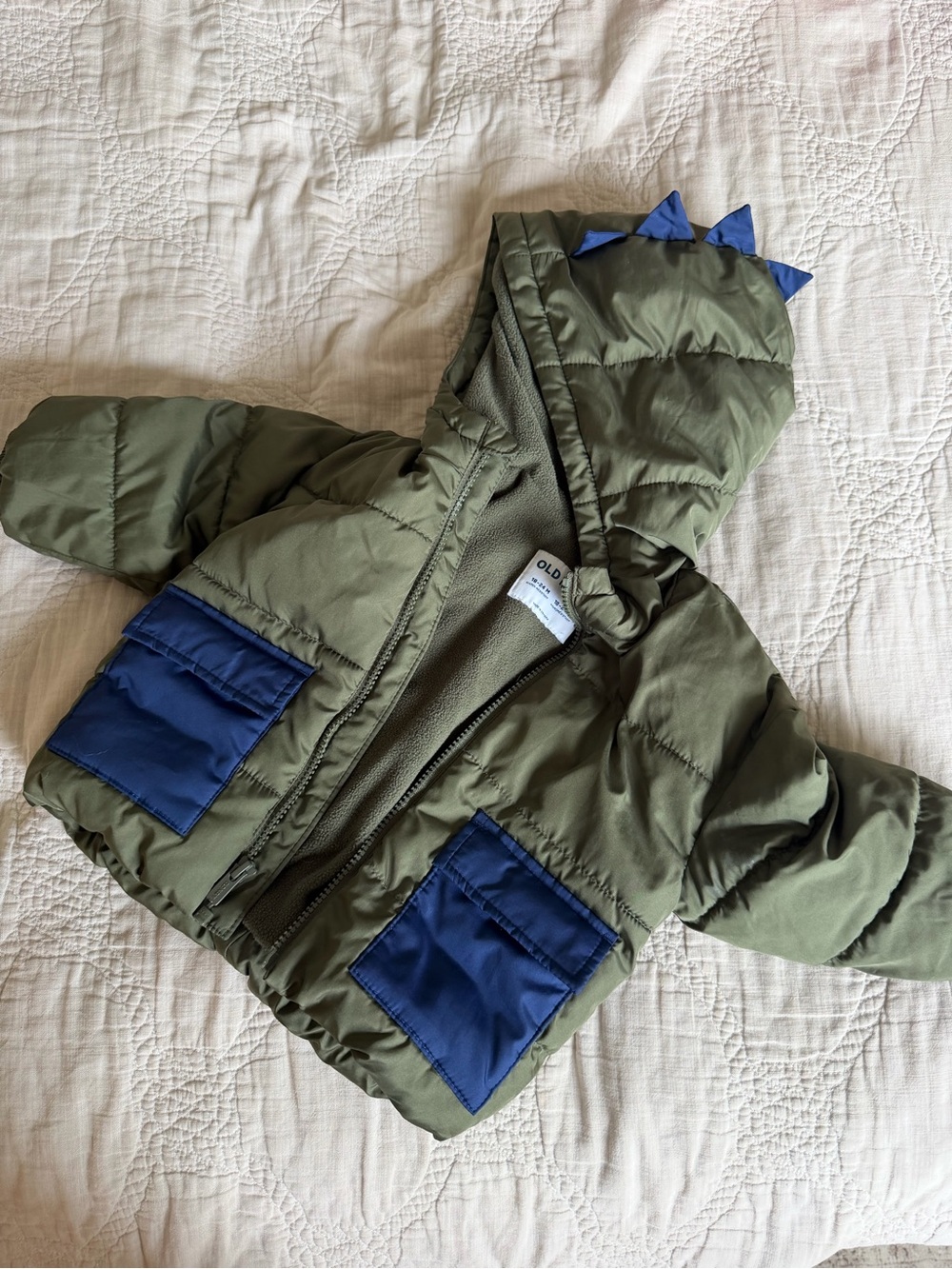 Old Navy Dinosaur Spikes Quilted Puffer Jacket 18-24M